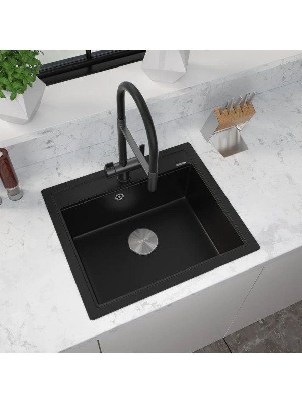 Кухонная мойка ZorG Rock 60 Premium black metallic интерьер