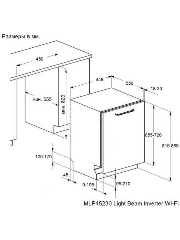Посудомоечная машина Maunfeld MLP45230 Light Beam Inverter Wi-Fi схема