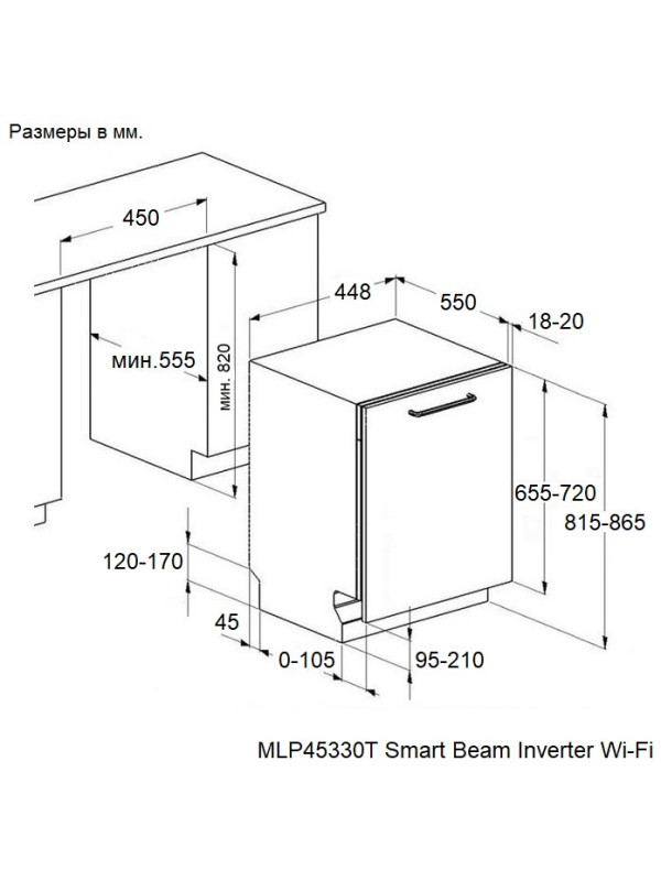 Посудомоечная машина Maunfeld MLP45330T Smart Beam Inverter Wi-Fi схема