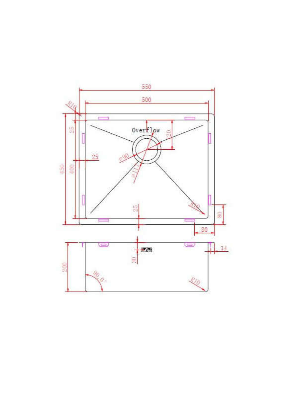 Кухонная мойка ZorG ZRN 4555 Premium PVD Satin схема