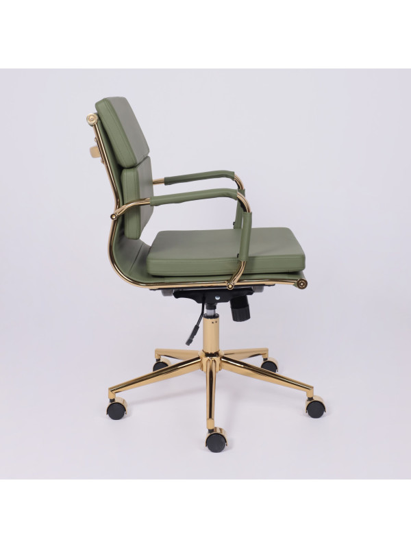 Стул офисный AksHome Indigo LB зеленый/золотой сбоку 2