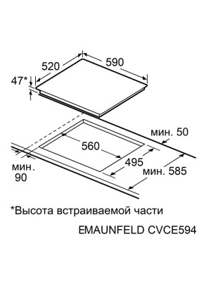 Электрическая варочная панель Maunfeld  CVCE594PBK Black схема