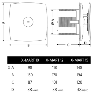 Вытяжной вентилятор CATA X-MART 10 Matic Timer схема