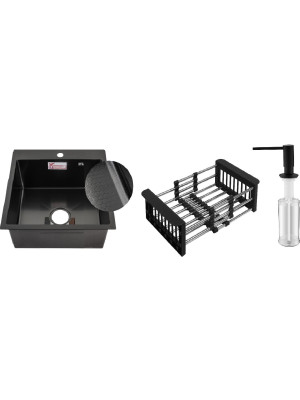 Кухонная мойка Schtoff Best Decor Black 4550 (комплект коландер + дозатор)