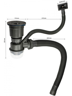 Кухонная мойка Schtoff Best Decor Black 4550 (комплект  коландер KR-1 Black + дозатор SD-1 Black) сифон