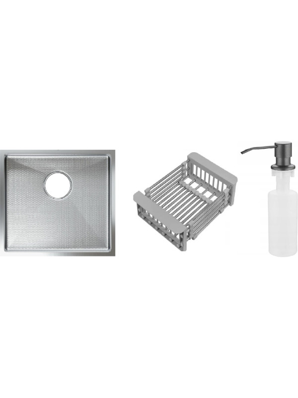 Кухонная мойка Schtoff Best Decor Silver 4550 (комплект коландер KR-1 Grey + дозатор SD-1 Grey)