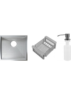 Кухонная мойка Schtoff Best Decor Silver 4550 (комплект коландер + дозатор серый)