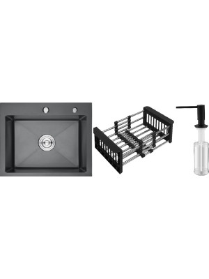 Кухонная мойка Schtoff Best Decor Black 6050 (комплект коландер+дозатор)