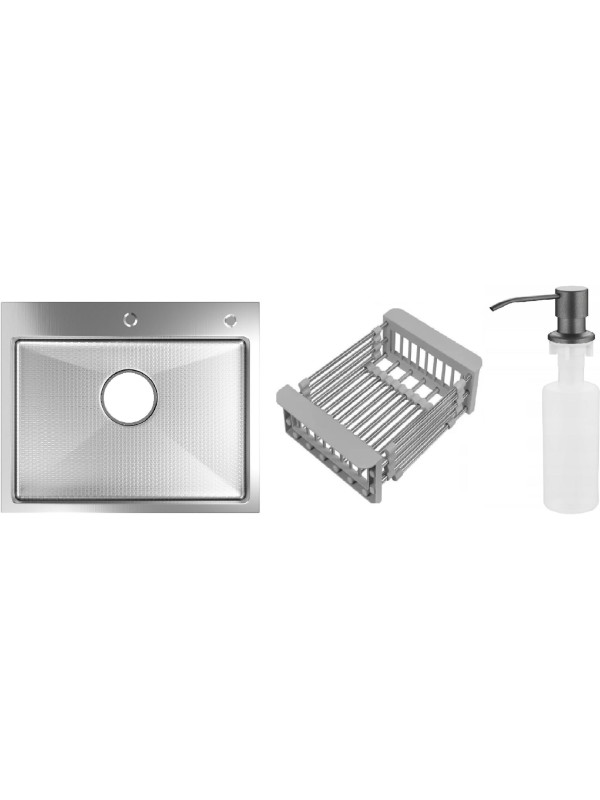 Кухонная мойка Schtoff Best Decor Silver 6050 (комплект коландер+дозатор)