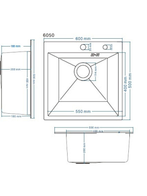 Кухонная мойка Schtoff Best Decor Silver 6050 (комплект коландер+дозатор) схема