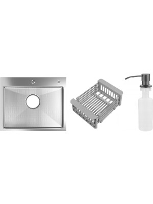 Кухонная мойка Schtoff Best Decor Silver 6050 (комплект коландер + дозатор серый)