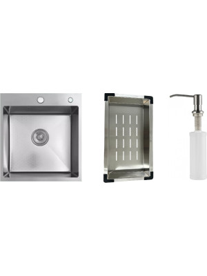 Кухонная мойка Schtoff Best Decor Silver 4550 (комплект коландер металл + дозатор серебро)