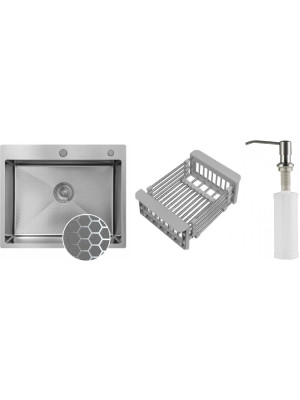 Кухонная мойка Schtoff Best Decor Silver 5550 (комплект коландер + дозатор серебро)
