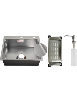 Кухонная мойка Schtoff Best Decor Silver 5550 (комплект коландер металл + дозатор серебро)