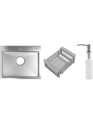 Кухонная мойка Schtoff Best Decor Silver 6050 (комплект коландер + дозатор серебро)