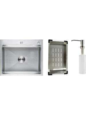 Кухонная мойка Schtoff Best Decor Silver 6050 (комплект коландер металл + дозатор серебро)