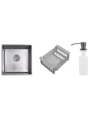 Кухонная мойка Schtoff Undermount Best Decor Silver 4545 (комплект коландер + дозатор серый)