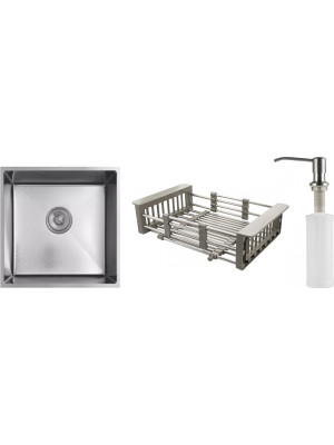 Кухонная мойка Schtoff Undermount Best Decor Silver 4545 (комплект коландер + дозатор серебро)