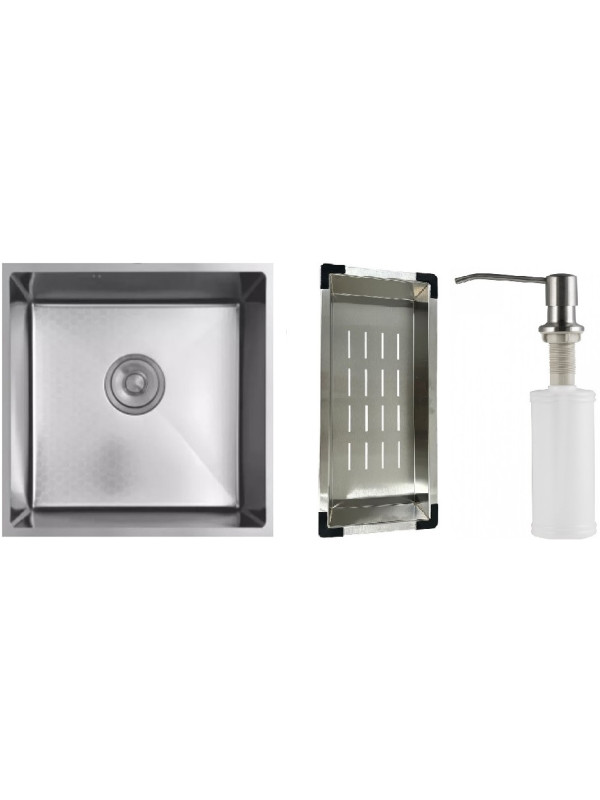 Кухонная мойка Schtoff Undermount Best Decor Silver 4545 (комплект коландер металл + дозатор серебро)