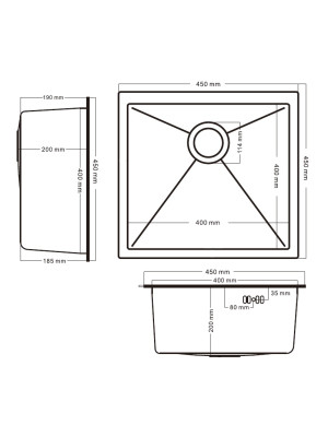 Кухонная мойка Schtoff Undermount Best Decor Silver 4545 (комплект коландер металл + дозатор серебро) схема