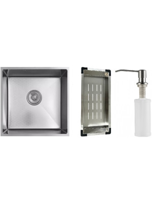 Кухонная мойка Schtoff Undermount Best Decor Silver 4545 (комплект коландер металл + дозатор серебро)