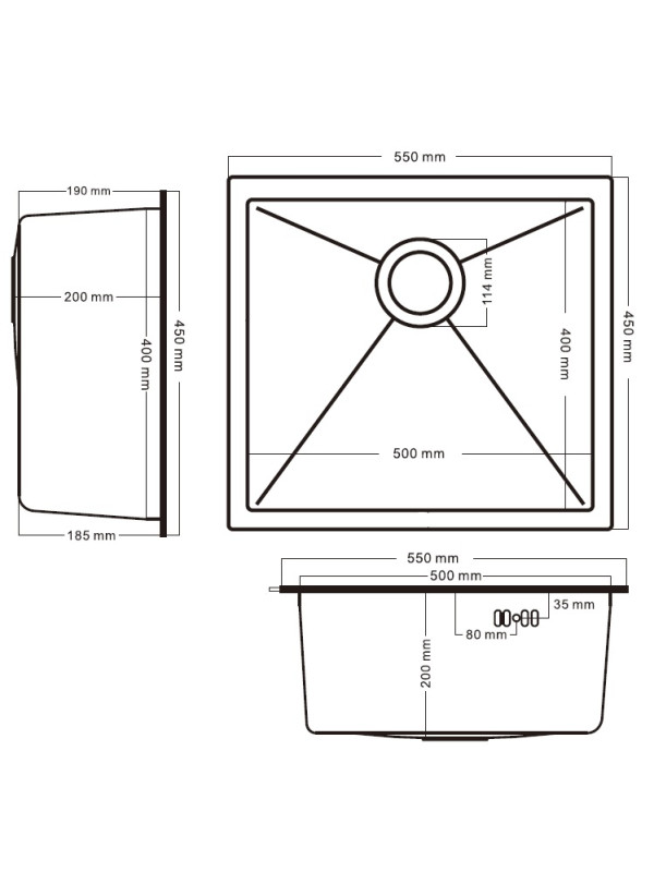 Кухонная мойка Schtoff Undermount Best Decor Silver 5545 (комплект коландер + дозатор серый) 5