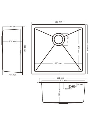 Кухонная мойка Schtoff Undermount Best Decor Silver 5545 (комплект коландер + дозатор серый) 5