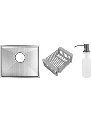 Кухонная мойка Schtoff Undermount Best Decor Silver 5545 (комплект коландер + дозатор серый)