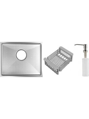 Кухонная мойка Schtoff Undermount Best Decor Silver 5545 (комплект коландер + дозатор серебро)