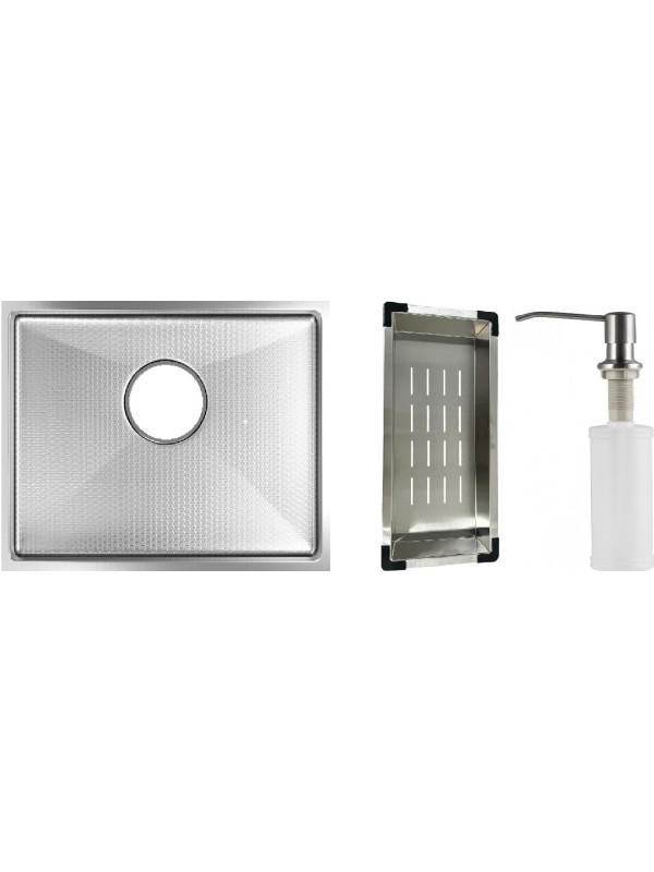 Кухонная мойка Schtoff Undermount Best Decor Silver 5545 (комплект коландер металл + дозатор серебро)