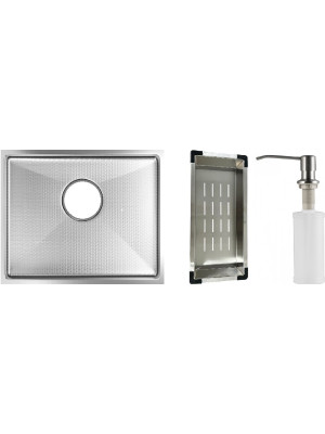 Кухонная мойка Schtoff Undermount Best Decor Silver 5545 (комплект коландер металл + дозатор серебро)