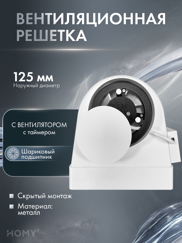 Вытяжной вентилятор 100 теневая решетка 125 адаптер AO125WST