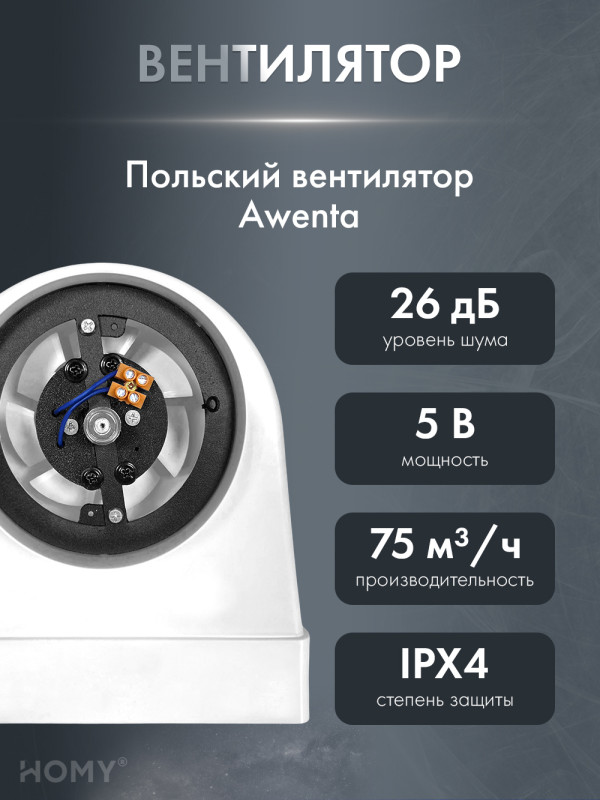 Вентилятор потолок 100 теневая решетка 125 адаптер AOS125WS вентилятор