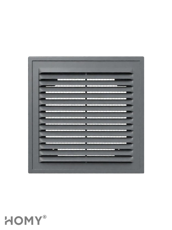 Решётка вентиляционная с рамкой 25×25 графит, HOMY VR2525-G 1
