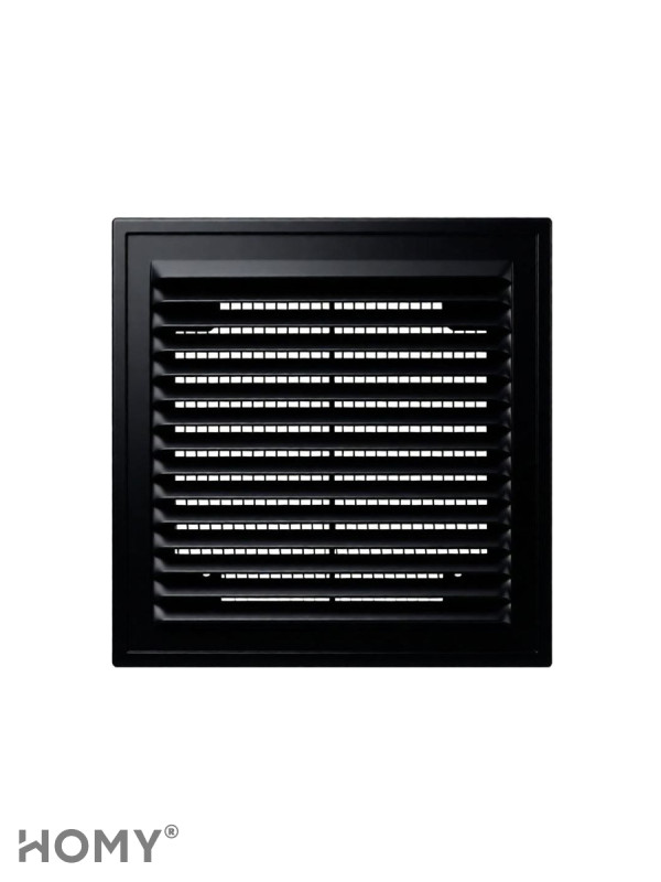 Решётка вентиляционная с рамкой 25×25 чёрная, HOMY VR2525-B 1