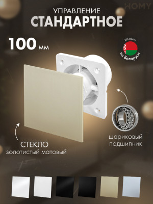 Вентилятор 100 в ванную золотое стекло мат Dream100-GGM
