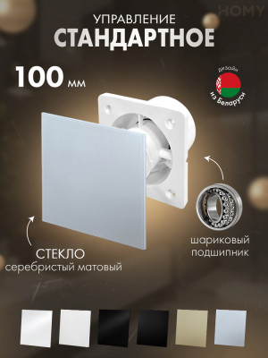 Вентилятор 100 в ванную серебряное стекло мат Dream100-GSM