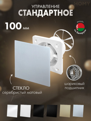 Вентилятор 100 тихий серебро мат клапан Dream100-GSM-DK100