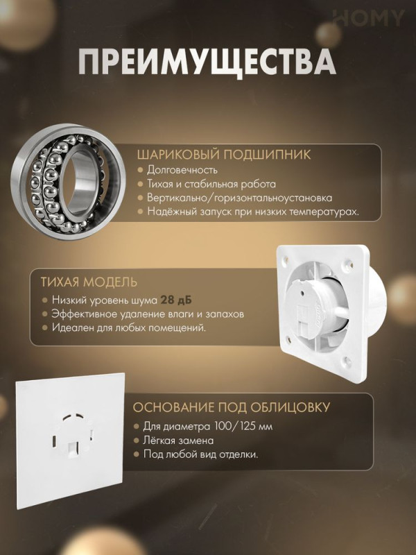 Вентилятор влажность без стекла клапан Dream100H-PWG-DK100 преим