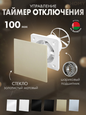 Вентилятор 100 тихий таймер золото стекло мат Dream100T-GGM