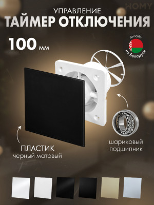 Вентилятор 100 таймер черный мат клапан Dream100T-PBM-DK100