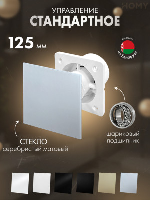 Вентилятор 125 мм тихий серебро мат стекло Dream125-GSM