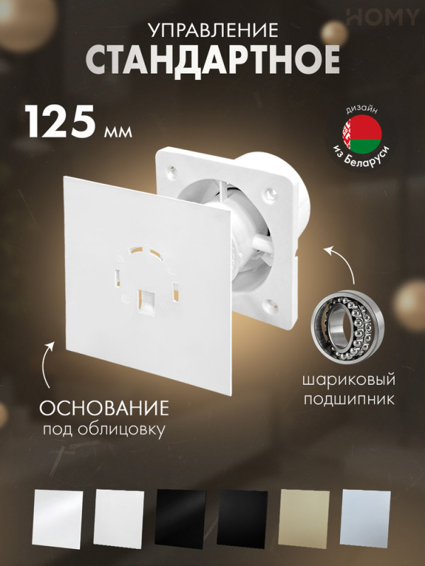 Вытяжной вентилятор 125 мм тихий без стекла Dream125-PWG