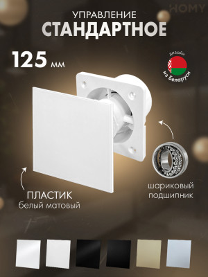 Вытяжной вентилятор 125 мм тихий белый матовый Dream125-PWM