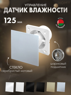Вентилятор 125 тихий гигро серебро мат стекло Dream125H-GSM