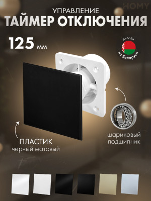 Вентилятор 125 тихий таймер черный матовый Dream125T-PBM