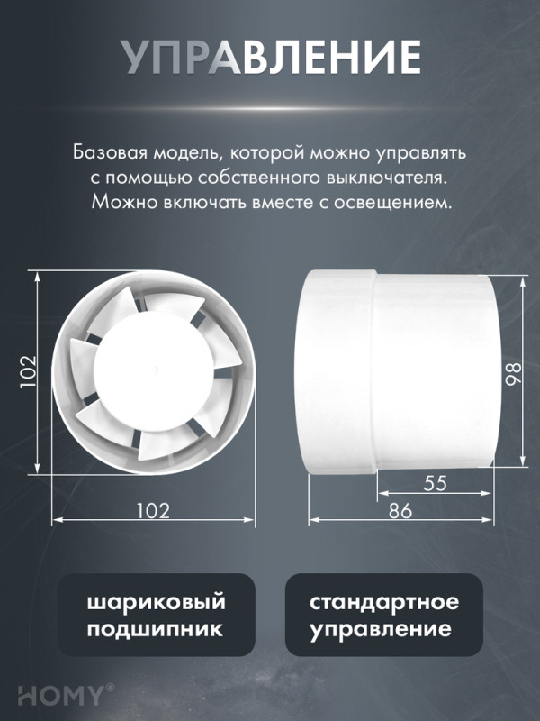 Теневая решетка 150 с вентилятором 100 черная H100BS управление