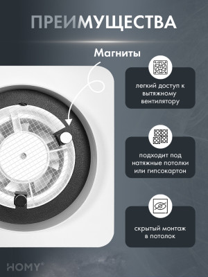 Теневая решетка 125 с вентилятором 100 белая HV100125WS преимущества
