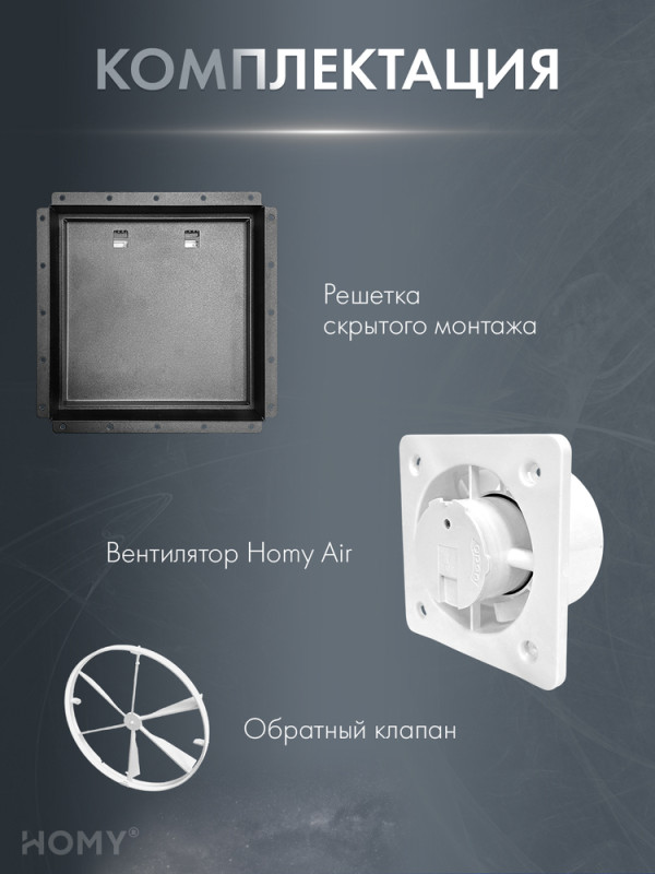 Решетка с вентилятором и клапан 125 тихий черный VPH125BMSZ комплект