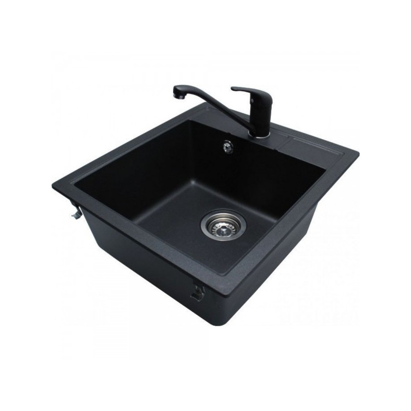Кухонная мойка Aquasanita Quadro SQQ 100 601 W Black metallic - общий вид